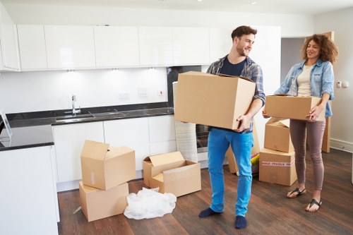 Boxes, labels, and packing materials arranged for a smooth Earlscourt relocation